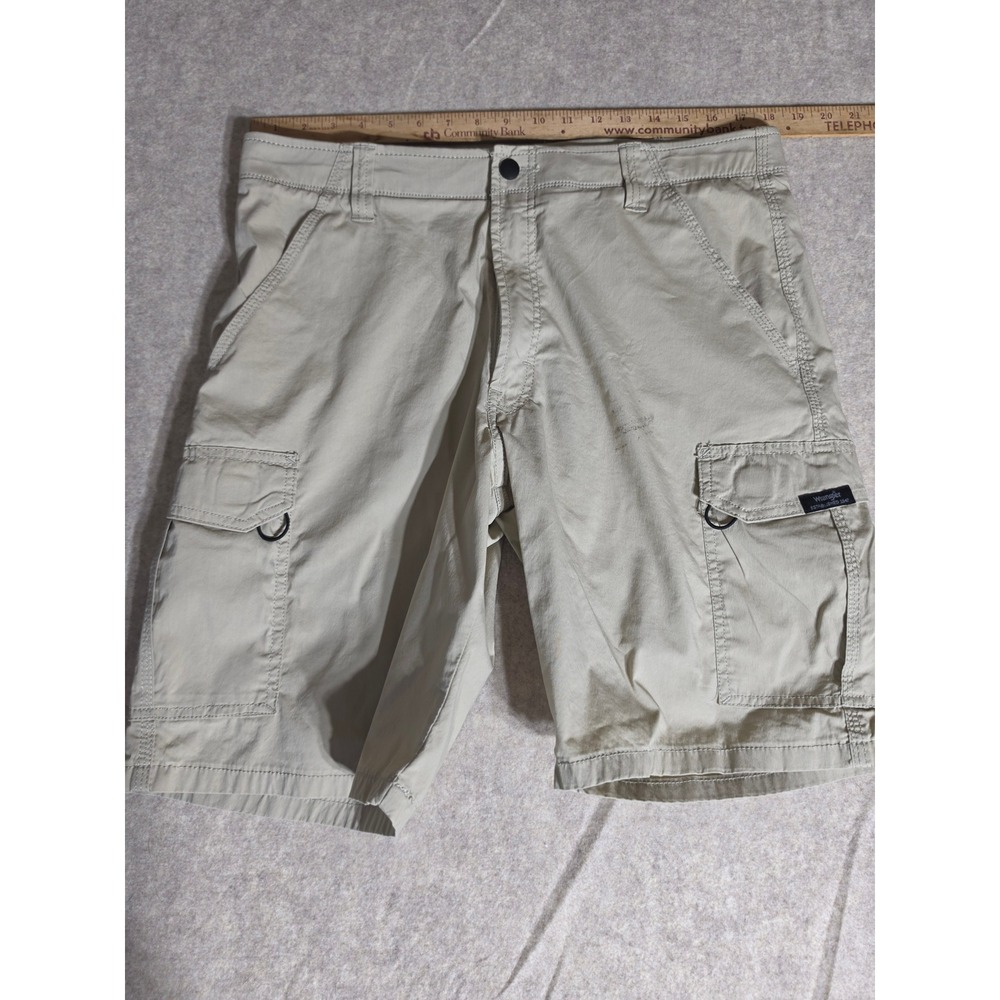 Crane Mens Cargo Shorts Beige Stone 100% Cotton Size Medium Elastic Waist Casual